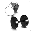 Stud Earrings Uer Punk Stainless Steel Round For Women Men Gothic Retro Black Barbell 2024 Fashion Jewelry Brincos Drop Delivery Ot6Pf
