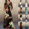 Casual Dresses Dress Women Summer Floral Printing Långärmad Leisure O-Neck Fashionable Vestidos Drop Sale YSX9114