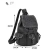 Fashionable Leather Men's Women's Leather Backpack Personalized Skull Head Rivet Inlaid Diamond Bag School Bag Computer Bag 240415