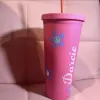 Niestandardowe logo Najnowszy Kubek Rainbow Cup Mug Adult Girl Słodka podwójna słoma kubek na gorący i zimny picie