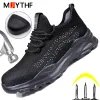 Boots Mjythf Fashion Safety Shoes Men Indestructible Work Sneakers en acier chaussures Light Comfort Chaussures masculines Chaussures de protection adulte