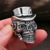 Punk Hip Hop Skull Magician Ring For Men Fashion 14K Gold Biker Skull Ring Personality Jewelry Gift