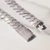 Luxus Hip -Hop -Kette 19mm Silber Halskette VVS Moissanit Baguette Moissanit Diamond Cuban Link Kette