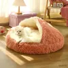 Katbedden meubels warm pluche huisdierbed katten accessoires ingesloten ronde kat kussen comfortabele slaapzak katten huisdierproducten katten huishond huis