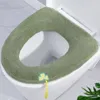 Vinter varmt toalettstolskydd närmattning Mattor tvättbar o-form pad badrumstillbehör som stickar ren färg mjuk bidet täckning