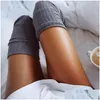 Socks & Hosiery Women Womens Gaiters Striped Long Thigh Warm Winter High Y Stockings Over Knee Soft Wool Stocking Tights Drop Deliver Dhh6Y