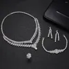 Necklace Earrings Set 2024 Libya Luxury Zirconia Wedding Fashion Jewelry UAE Glamorous Crystal Design CZ Elegant Styling Accessories 4