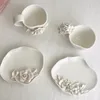 Tassen kreativer Keramikkaffee -Form -Tassen Einfachheit Haushalt handgefertigt weiche und creme weiße reine Blumenbecher