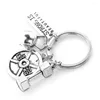 Keychains Fashion Fitness Equipment KeyChain Metal Barbell Piece Dumbbell Kettlebell Pendant Keyring For Men Key Holder Gifts