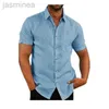 Chemises décontractées masculines 2024 MENSE MASSE CHEMTRE CHET-MANDE COUPE SUMME All-Match Couleur Solide Business Casual Loose Personality Simple Button Shirt 2449