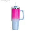 Tassen 40 Unzen Müll Sublimation Tumblers Tassen mit Griff und Strohhalm radienten Farben Isoliertes Autoweg MUS Edelstahl Becher Bi Kapazität Wasserflaschen 1130 L49