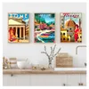 Włochy Rzym Capri Tuscany Retro Plakaty i wydruki Miasta podróżne krajobraz ścienny sztuka obrazka sypialnia HD Drukuj Vintage Art Paint