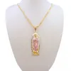 Hänge halsband guldpläterad målning jungfru mary mamma hänge/amulet religiösa smycken virgen de guadalupe halsband