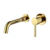 Bathroom Basin Faucets Solid Brass Sink Mixer Tap Hot & Cold Lavatory Crane In-Wall Mounted Single Handle Brushed Rose Gold Taps