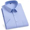 Casual shirts voor heren korte mouw voor zomerse topkwaliteit bamboe vezelbedrijf elegante kleding kleding gemakkelijk verzorg