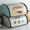 Metal Bread Box With Lid Bin Kitchen Storage Containers Home Kitchen With Roll Top Lid Food Container Home Kitchen Organizer