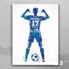 Personelized Soccer Player Boy Watercolor Canvas Print Painting Male Football Gift Kids Room Decor Soccer Customize Gift