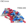 100pcs / pack FDD2-250 FDD FEMMA FEMMILE CRIMP ELETTRICA CRIMP per connettori cavi da 1,5-2,5 mm2