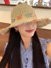 ワイドブリム帽子韓国の女性春と夏の麦わら帽子海辺の中空の通気性ビーチ段階的な変化大きなイーブファッションサンキャップ