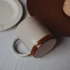 Canecas canecas elegantes minimalistas caneca cerâmica inseada breakfast tigela de aveia criativa fios de parafuso medieval retro grande capacidade doméstica copo branco