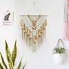 Tapisses Bohemian Macrame Coton tissé à la main Corde en coton Boho Tapestry Home Decor Creamy-White Mur suspendu décoration Art