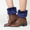 Femmes pour legher Winter Automne Lady Crochet Tricoted Trip-Over Fur Trim Trip Boat Choches épais Cuffs de coffre