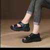 Chic Summer Sandal Women Thick Sole Sandals Platform Wedges Womens Fish Mouth Shoes Casual Sandles Heels Flip Flop 240228