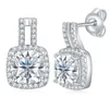 Pendientes de sementales Total 4.34ct Corte cuadrado Moissanite 925 Silvero de plata 7 mm Conocimiento de bodas Aerrado joyas finas