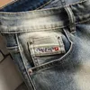 Men's Shorts Vintage Jeans Splicing Summer Fashion Hip Hop Straight Dilapidated Knee Denim Pants Male Streetwear