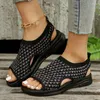 Sandals Women's Fashion Sports 2024 Summer Romen Mesh Platform Wedge For Women Outdoor Casual Ladies Beach Shoes