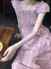 カジュアルドレスドレス女性格子縞のノースリーブサマーデイリースウィートレトロミディ学生Aラインデザインシンプルな韓国スタイルの快適なトレンディ
