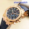 AP Athleisure Wrist Watch Male Royal Oak Series 26240or Rose Gold Blue Plate Belt Business Sports Sports Back Transparent Automatic Mechanical Watch