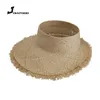 Raffia Visor Hat for Women Summer Sun UV Protection Beach Lekkie oddychające słomkowe kapelusze hurtowe240409