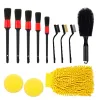 Bilborste 12 stycken Set Detales Wheel Hub Cleaning Brush Waterproof Car Wash Glove Cleaning Car Wash Brush