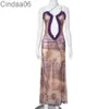 2024 Ny sommarklänning Kvinnor Sexig mesh Hollow Out Long Dresses For Women Nightclub Party Halter Sleeveless Split Maxi Dress