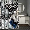 Curtain de douche de salle de bain de salle de bain fleur étanche avec 12 crochets à la maison déco navire