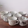 Muggar retro keramik kaffekopp hushållskontor vatten kreativt tryck kök hem praktiskt