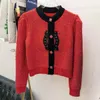 Femmes Desinger O-Neck Tricoted Logo broderie Rhingestone Paillette Lurex Shinny Bling Puff Sweater à manches longues Cardigan SML