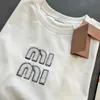 Miu T Shirt Womens Letter Tee Embroidery Versatile Casual Short Sleeve Tshirt Women Summer Clothing Designer Tee Shirt