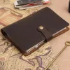 Planners Top Fashion Genuine Leather Rings Notebook B5 Planner With Brass Binder Spiral Sketchbook Snap Button Personal Diary Stationery