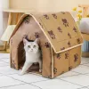 Pet House Portable Cat Dog Villa fotavtryck Mönster Katter Hundar Nest Fällbart litet medelstora husdjur Bädd Tältvalp Kennel Shed