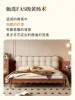 Fransk lyxbubbla solid trä säng 1,8 meter liten lägenhet nordisk grädde vind master sovrum puff dubbelsäng