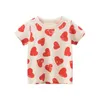 2-8T Herzdruck Mädchen T-Shirt Sommer Kleinkind Kinder Baby Kleidung Kurzarm Baumwolle T-Shirt Childrens süße T-Shirt-Top-Säuglings-Outfit 240325