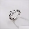 Clusterringe Vintage Sier Color Star Antiquenoopen Finger Verstellbarer Ring für Frauen Mädchen hohl koreanische Design Schmuck Geschenke Drop deliv dhyc8