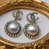 20style Luxury Brand Designers Letters Stud Geometric Famous Women Crystal Rhinestone Pearl Earring Wedding Party Jewelry