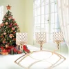 Crystal Tealight Candle Holders, Metal Candlesticks for Home, Dinning Table Centerpieces, Christmas Decoration, 3 Arms