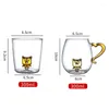 Бокалы для вина 3D Tiger Glass Cup Cup Cupsed Cups для паров молоко пиво