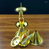 Titulares de velas O portador de liga de ouro duplo suprimentos budistas de metal ornamentos de desktop artesanato Pophore b