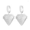 Серьги с творческими, полными CZ 925 Silver 3D, крупные бриллианты Drop Drop Women Уникальный геометрический подарки для ювелирных изделий.