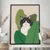 Green Plants Black Cat Poster Classic Vintage Posters HD Quality Wall Art Retro Posters for Home Room Wall Decor